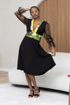 Robe manche transparente avec bazin jaune