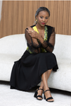 Robe manche transparente avec bazin jaune